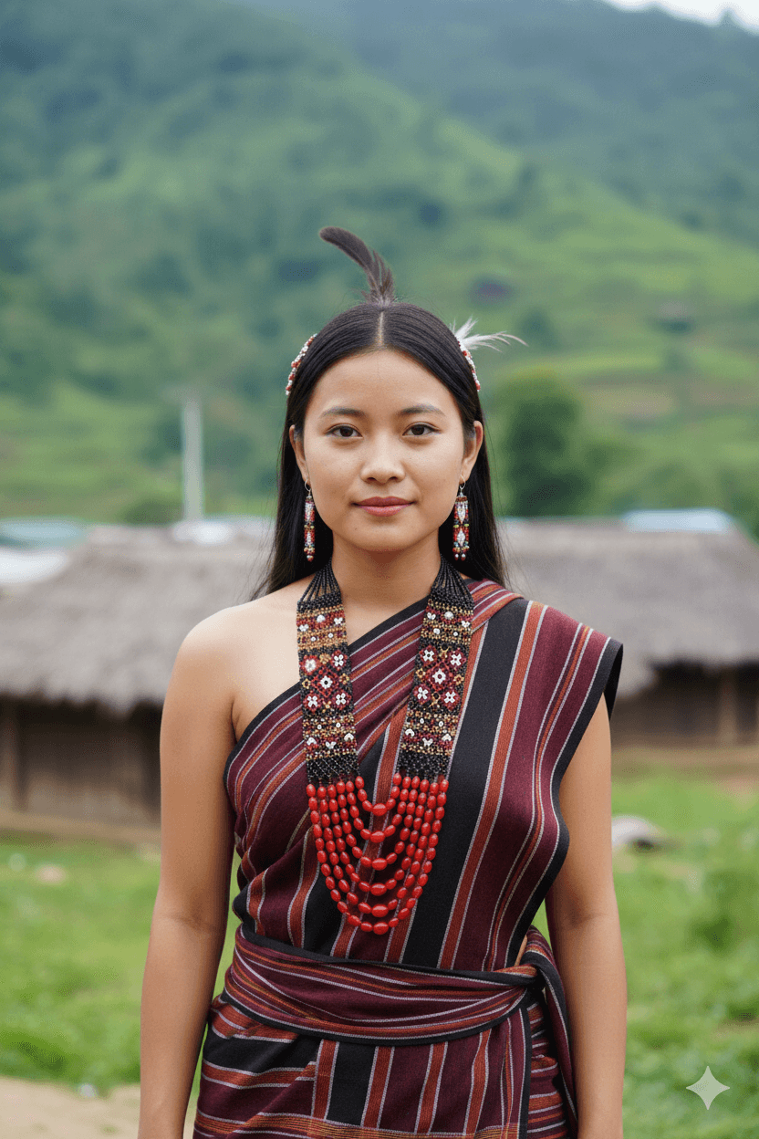 Blue & Red Kukki Tribe Nagaland Necklace