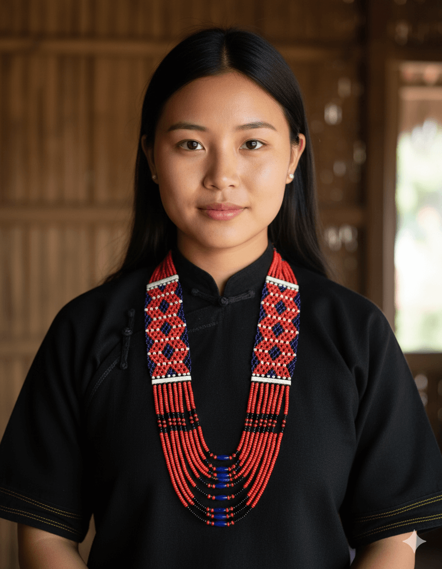 Black & Red Kukki Tribe Nagaland Necklace