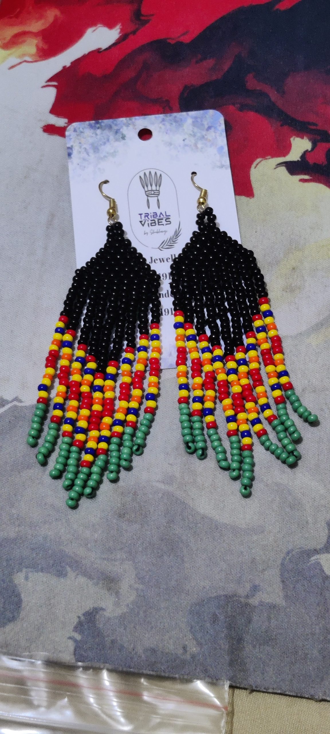 Naga Broad Earrings Black,Red, Green, Blue, Yellow